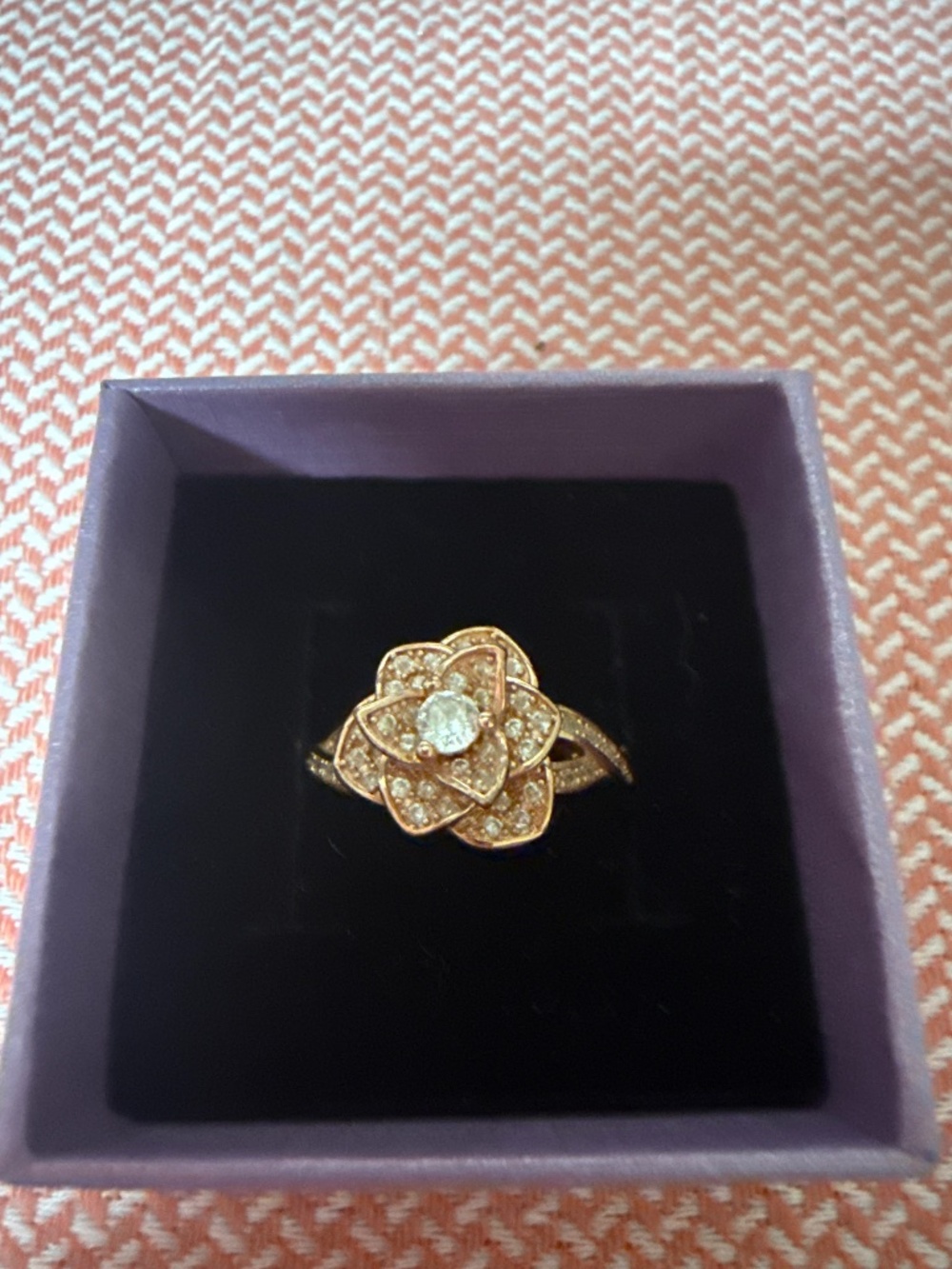 Sterling Silver 925 Rose Gold Plated Rose Ring size 10